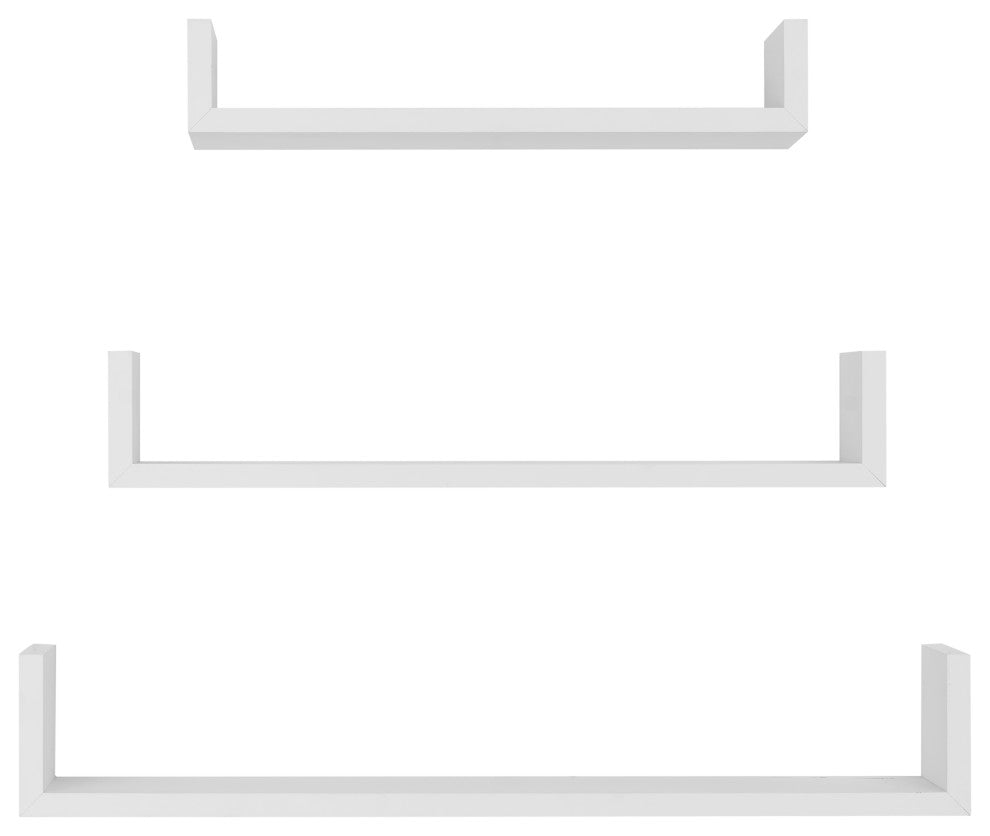 Danya B. Aalto U-Shaped Floating Wall Shelves Set of 3, White