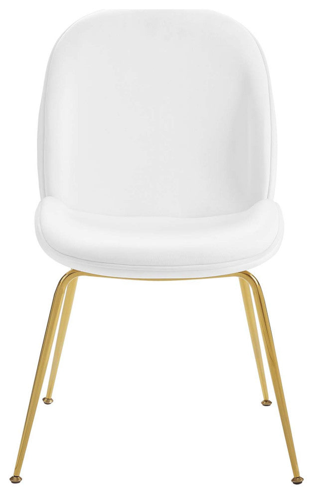 Side Dining Chair, Velvet, Metal, White, Modern, Bistro Restaurant Hospitality