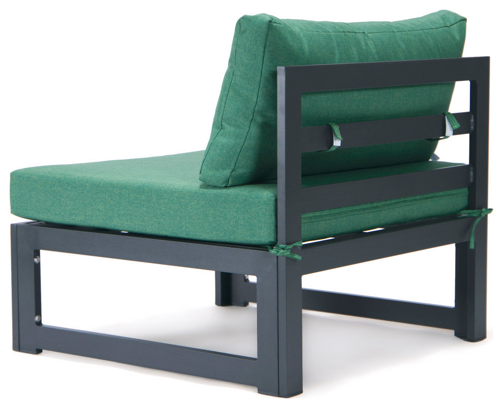 LeisureMod Chelsea 9-Piece Patio Sectional With Fire Pit Table, Green