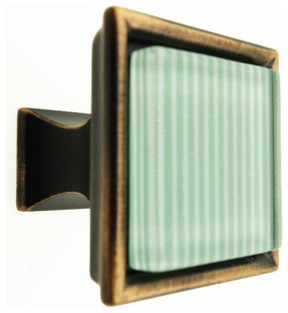 Green Stripes Crystal Glass Oil Rubbed Bronze Madison Classic Knob