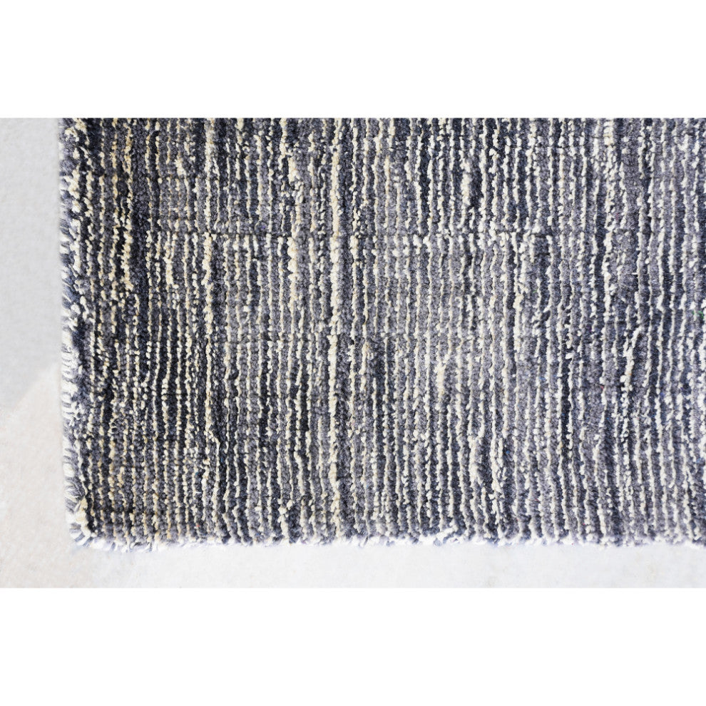 HAND KNOTTED LOOM SILK ECO-FRIENDLY RUGS-8'x11',Rectangle,White Charcoal,Solid