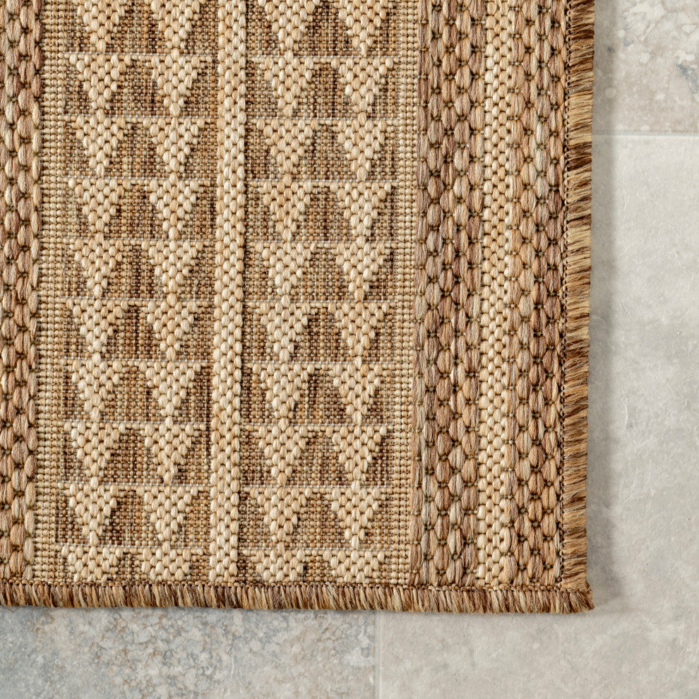 Nuloom Ranya Tribal Indoor/Outdoor Contemporary Area Rug, Light Brown 2'X8'