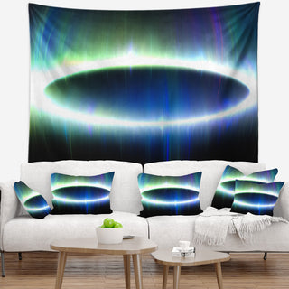Large Blue Oval Fractal Light Abstract Wall Tapestry, 60"x50"