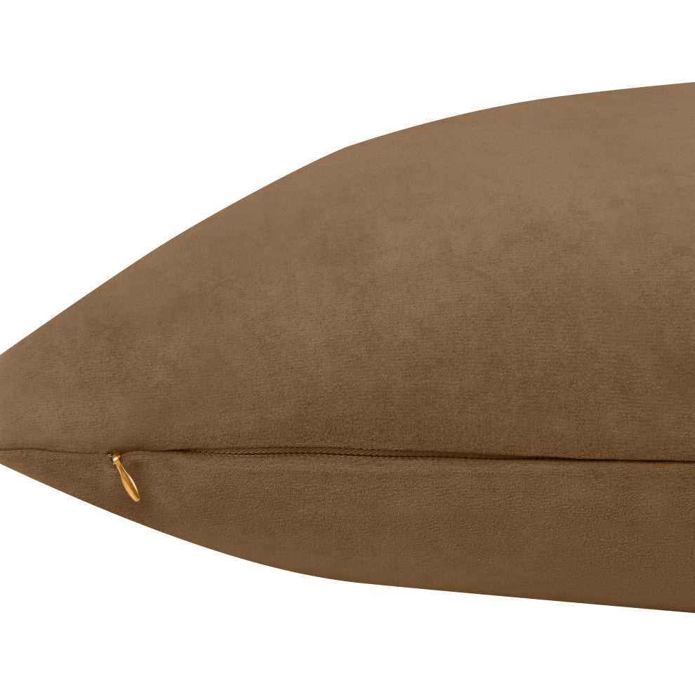 Delara Set of 1 Velvet 20x20" Cover, Light Brown, Pillow Cover Only