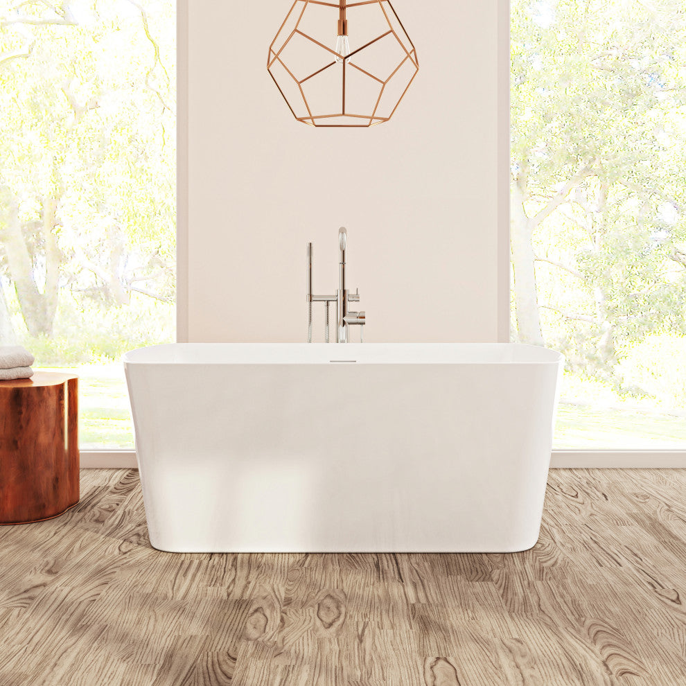 Perlato Bilbao Freestanding Soaking Tub, White, 59"