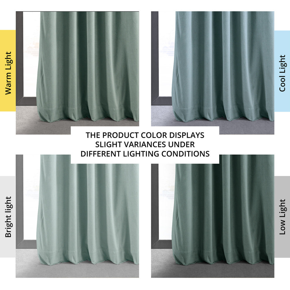 Signature Blackout Velvet Curtain Single Panel, Skylark Blue, 50"x96"