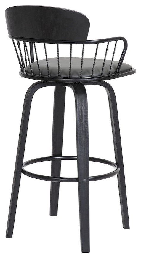 Willow Upholstered Wood Swivel Bar or Counter Stool