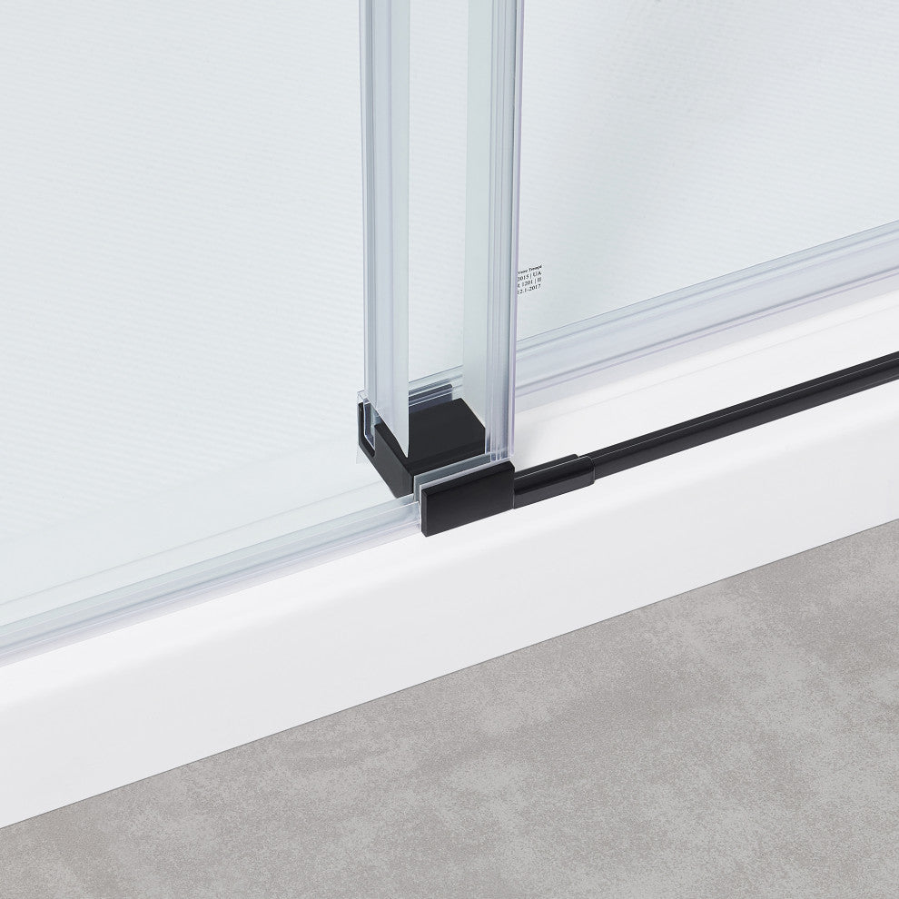 Bel Soft-Close Matte Black 60" Frameless Sliding Soft Close Shower Door