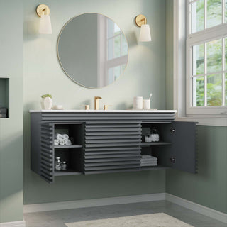 Render 48" Wall-Mount Bathroom Vanity, Gray White