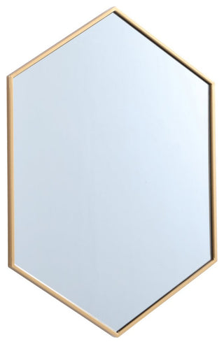 Metal Frame Hexagon Mirror 24", Brass