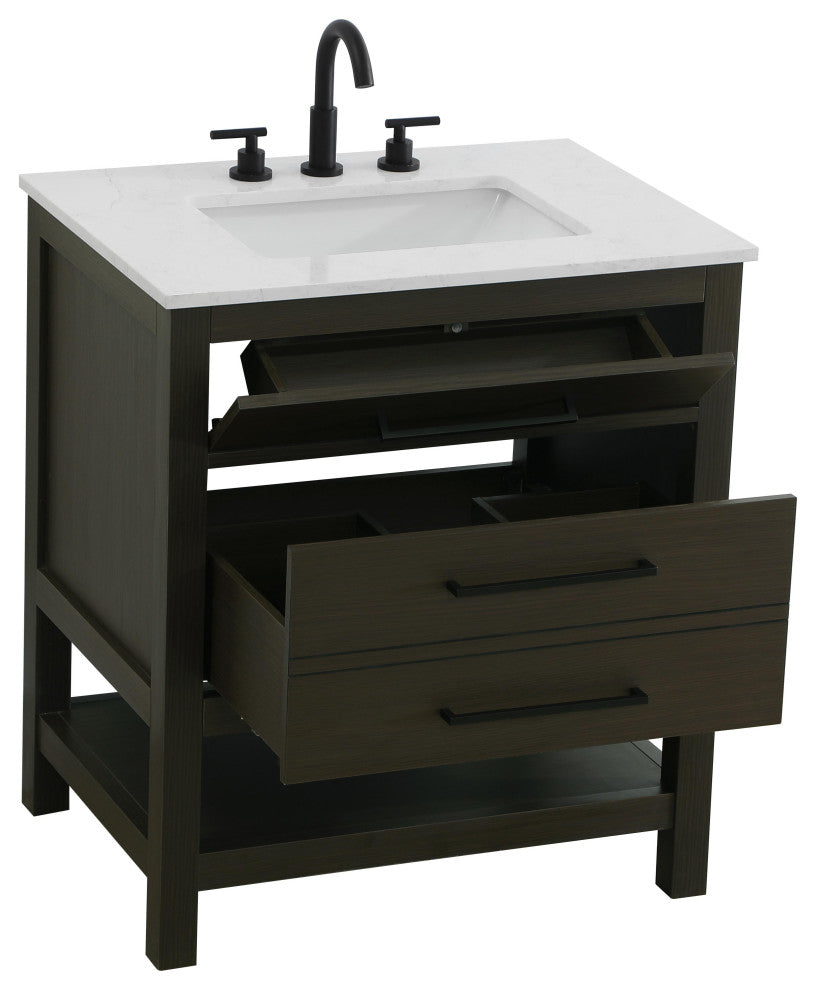 Home Living 30" Single Bathroom Vanity, Mocha Brown