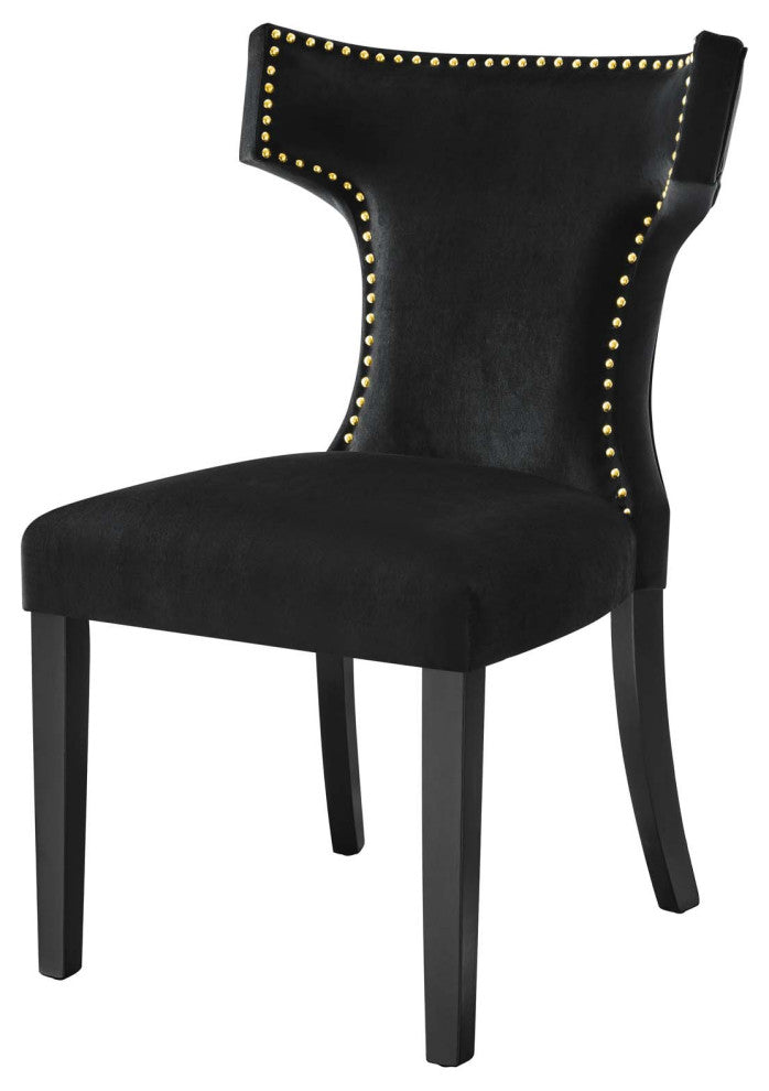 Dining Chair, Nailhead, Set of 2, Black, Velvet, Modern, Bistro Hospitality