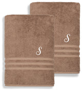 Denzi Bath Towels With Monogrammed Letter, Set of 2, S