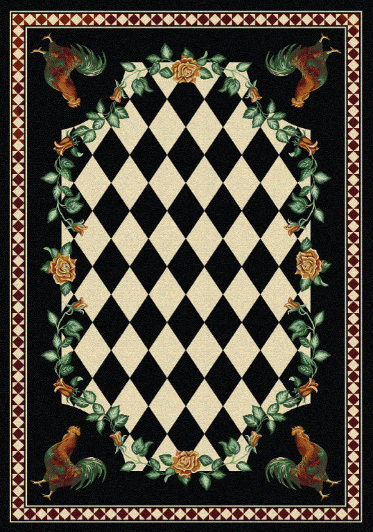 High Country Rooster Rug, Black, 3'x4', Scatter