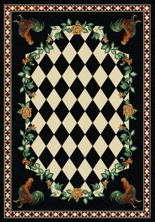 High Country Rooster Rug, Black, 3'x4', Scatter