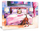 Brown Dog in Bedroom, Animal Canvas Art Print, 20"x12"