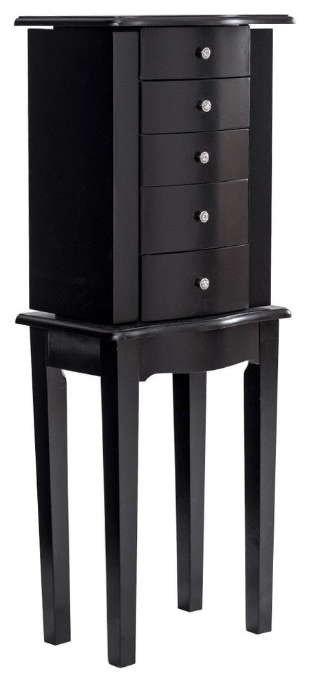 Elegant Wood Mirrored Jewelry Storage Chest Cabinet