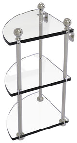 Mambo 3 Tier Corner Glass Shelf, Satin Nickel