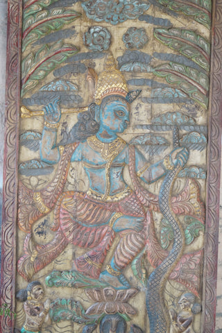 Consigned Dancing Krishna On Kaliya Naag Wall Decor Sliding Barn Door