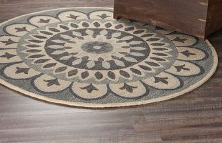 Modern Bloomed Mandala Area Rug, 6' Round