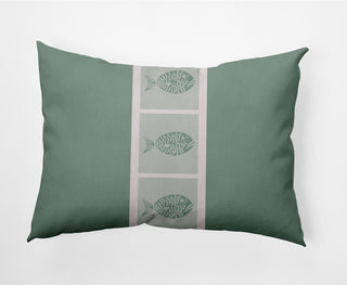 14x20" Fish Chips Nautical Decorative Indoor Pillow, Sage