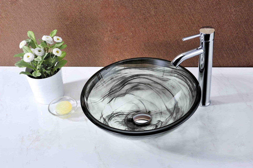 ANZZI Verabue Series Vessel Sink with Pop-Up Drain