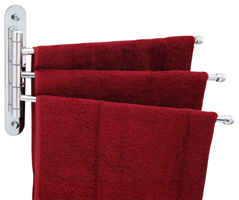 MODONA's 14" Triple Swing Towel Bar -, Polished Chrome