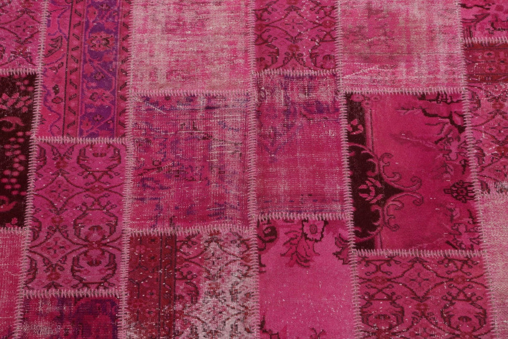 Patchwork Oriental Living Room Area Rug Hand-tufted Wool Carpet 8x11