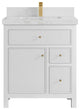 Sonoma 30 Single Sink Reeded Bath Vanity in White 2" Calacatta Nuvo