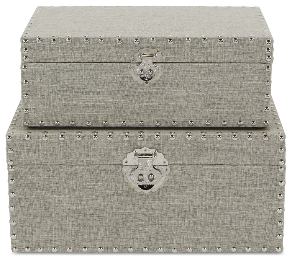 2-Piece Linen Box Set With Metal Studs