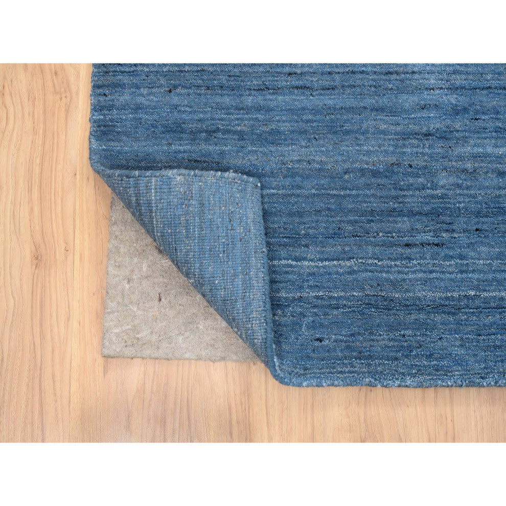 Denim Blue, Modern Design, Soft and Plush Wool Hand Loomed, Rug, 9'0"x11'10"