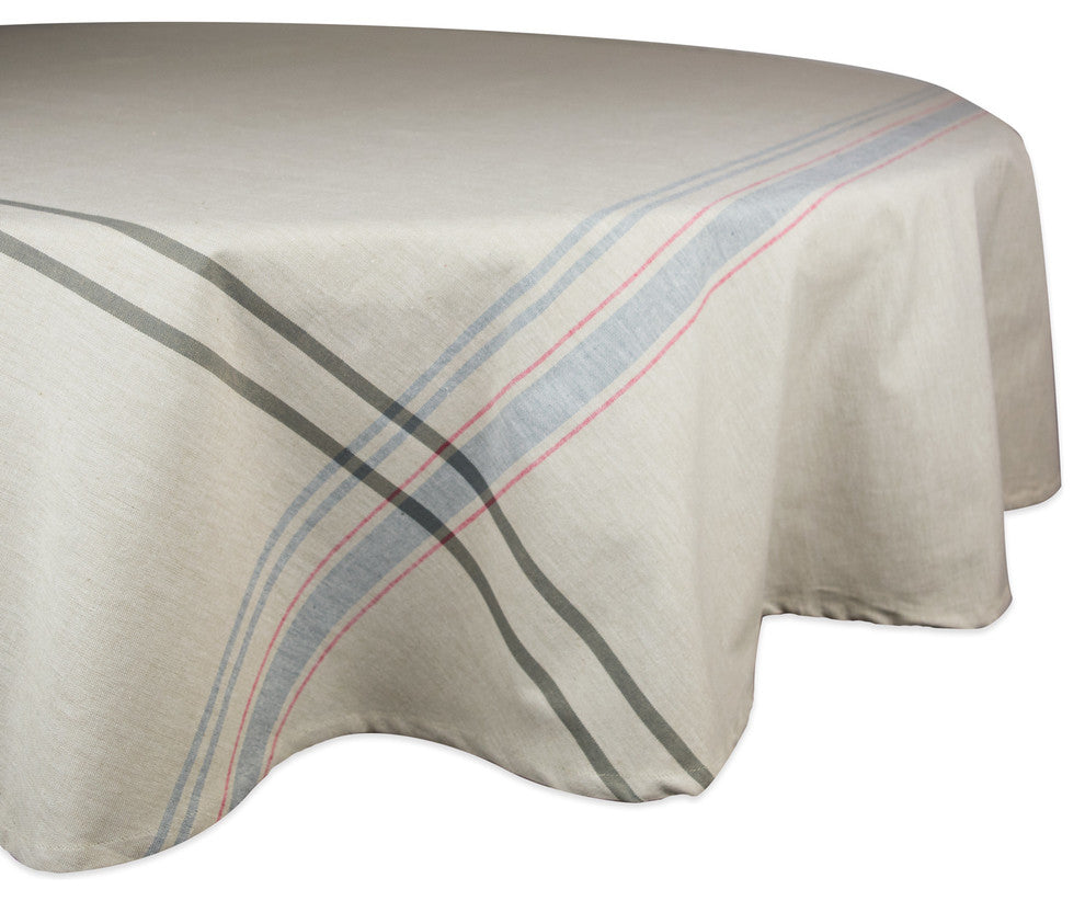 DII Gray French Stripe Tablecloth 70" Round