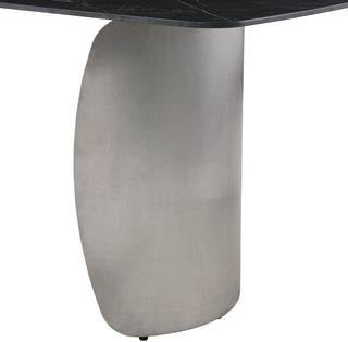 Niya Dining Table, Black, Brushed Silver Base