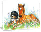 Relaxing Brown Cute Horse, Animal Canvas Art Print, 60"x28"