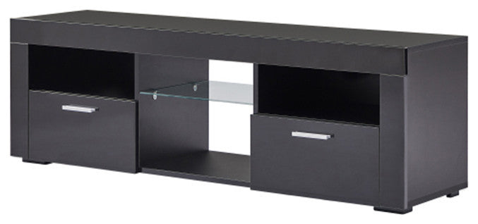 Modern TV table with LED light high glossy front tv console table with black