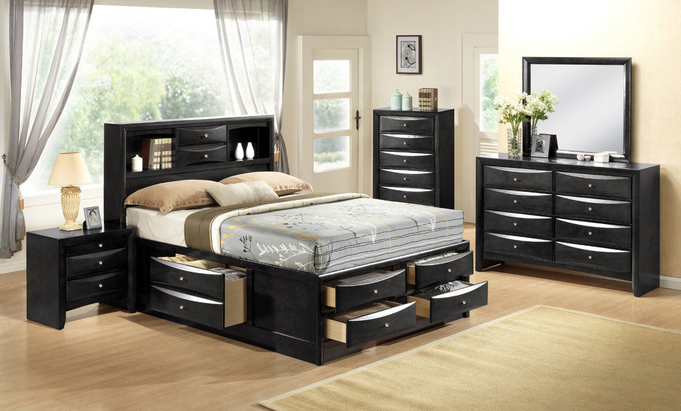 ACME Ireland EK Bed W/Storage, Black, Full