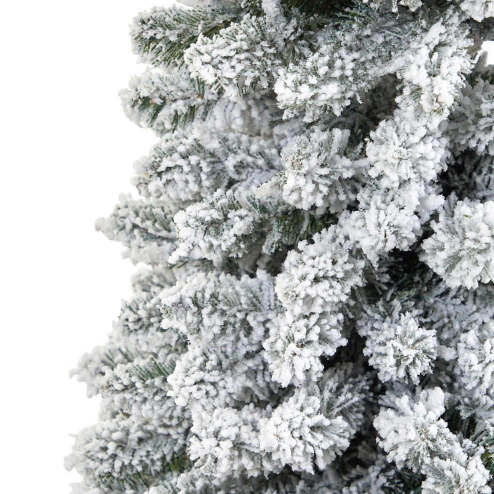7' Flocked Pencil Artificial Christmas Tree With 574 Bendable Branches