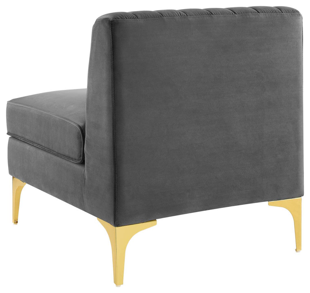 Tufted Sectional Sofa Set, Velvet, Gray, Modern, Living Lounge Hospitality
