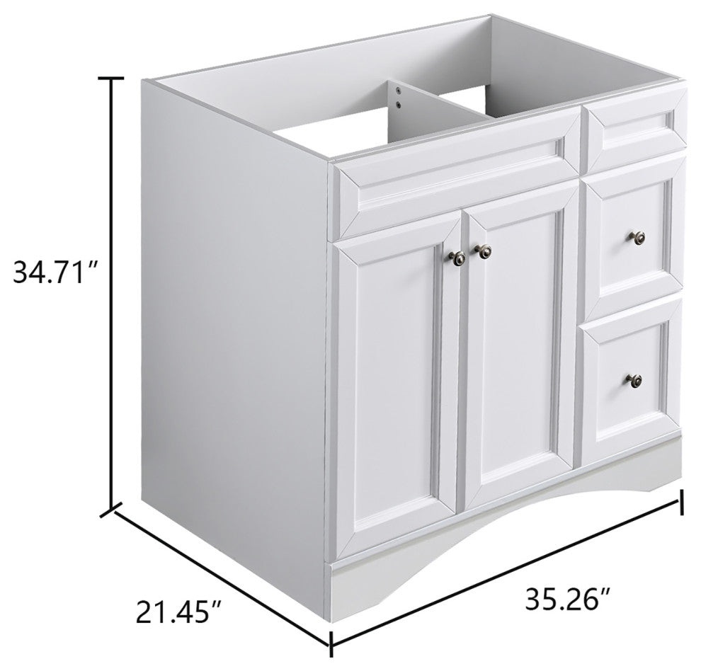 36" Single Bathroom Vanity Base with Drawers
