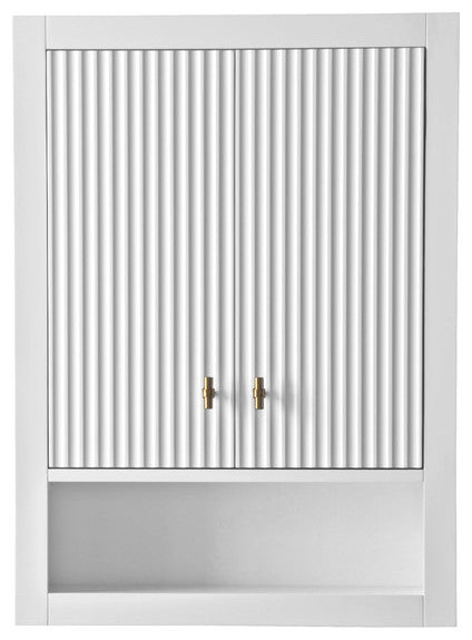 Vanity Art 24" Wall Mounted Bathroom Storage Cabinet, Linear White, Golden Brushed Handle
