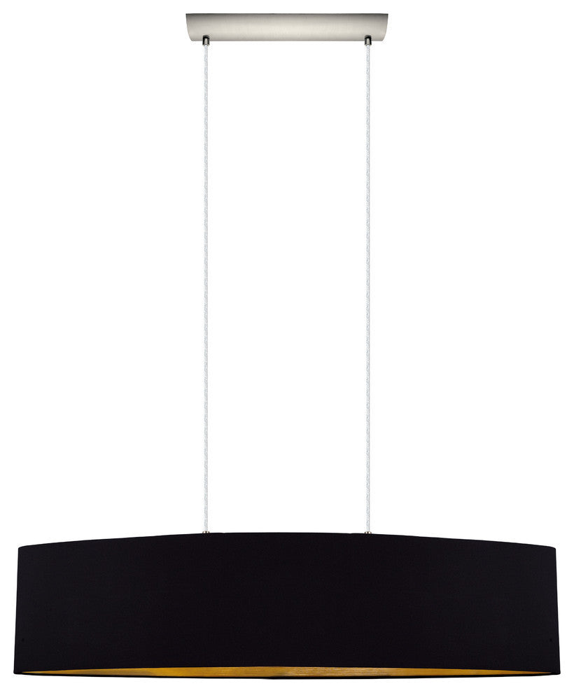 Maserlo - 2-Light Pendant - Satin Nickel, Black & Gold Shade