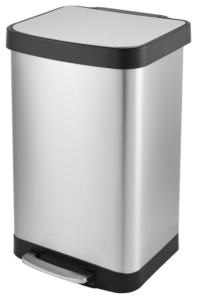 13 Gal./ 50 Liter Rectangle Shaped Step-On Stainless Steel Trash Can