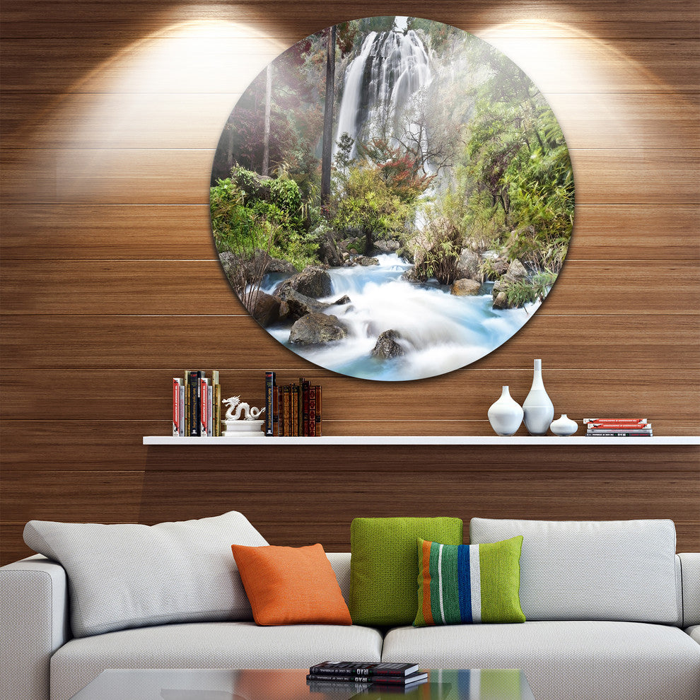 Blue Klonglan Waterfall, Photography Disc Metal Wall Art, 23"