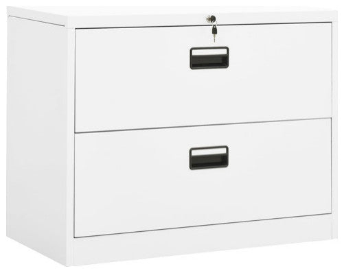 vidaXL Filing Cabinet Home Office File Cabinet Storage Cabinet White Steel