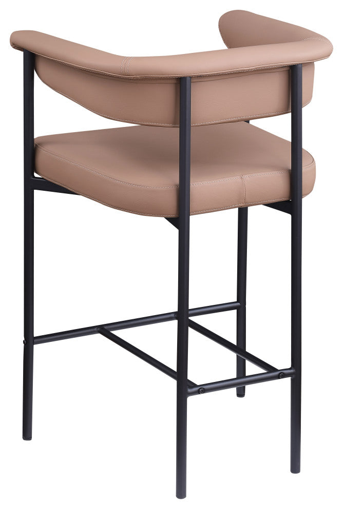 Malin Upholstered Counter Stool, Set of 2, Tan, Vegan Leather
