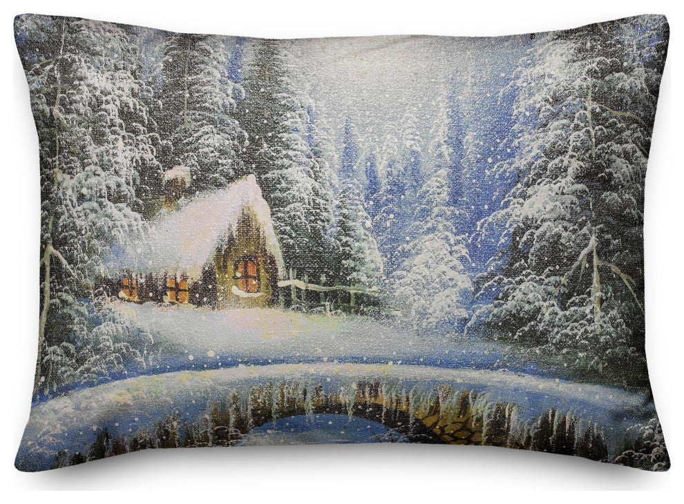 Christmas Cozy Cabin 14x20 Spun Poly Pillow
