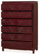 Dark Cherry Rosewood Flower and Bird Chinese High Chest of Drawers
