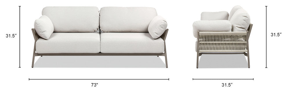 Jasper 73" Weaving Outdoor Patio Sofa, Wheat Beige