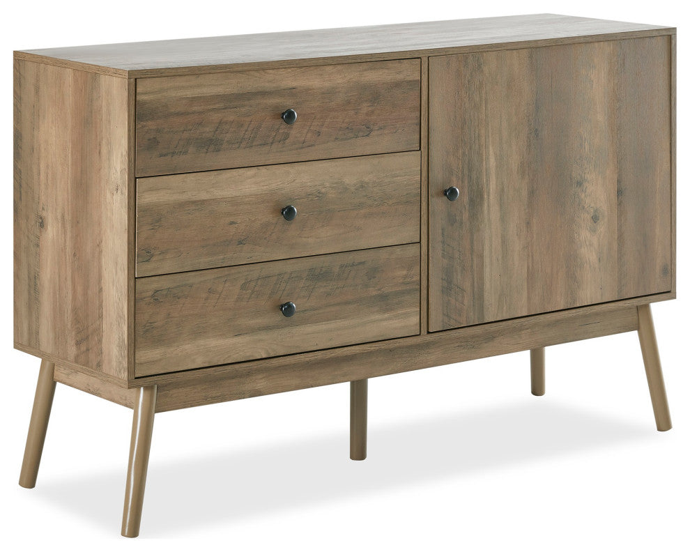 Sideboard Buffet TV Stand Storage Entertainment Center, Rustic Oak, 52"