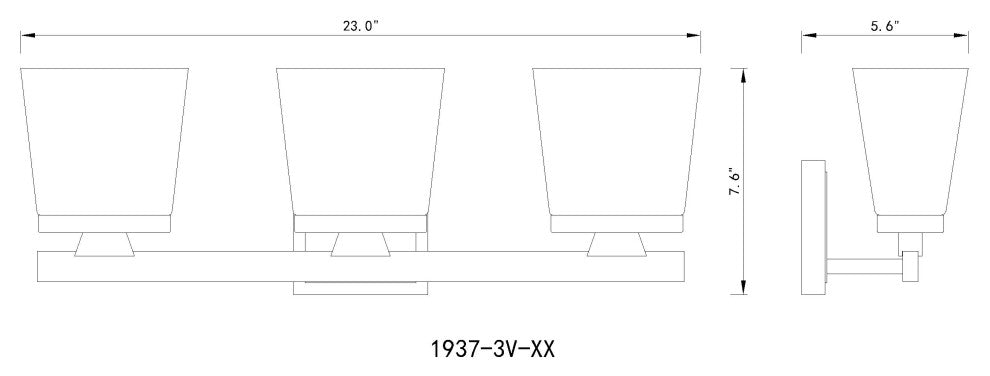Zlite 1937-3V-CH 3-Light Vanity, Etched Opal